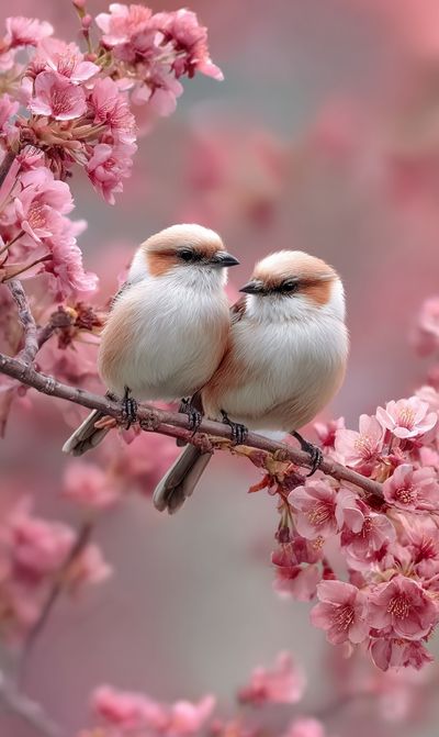 Cherry Blossom Birds Photography Poster.