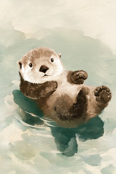 Otter Watercolor Poster. poster