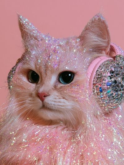 Glitter Cat Portrait Poster. poster