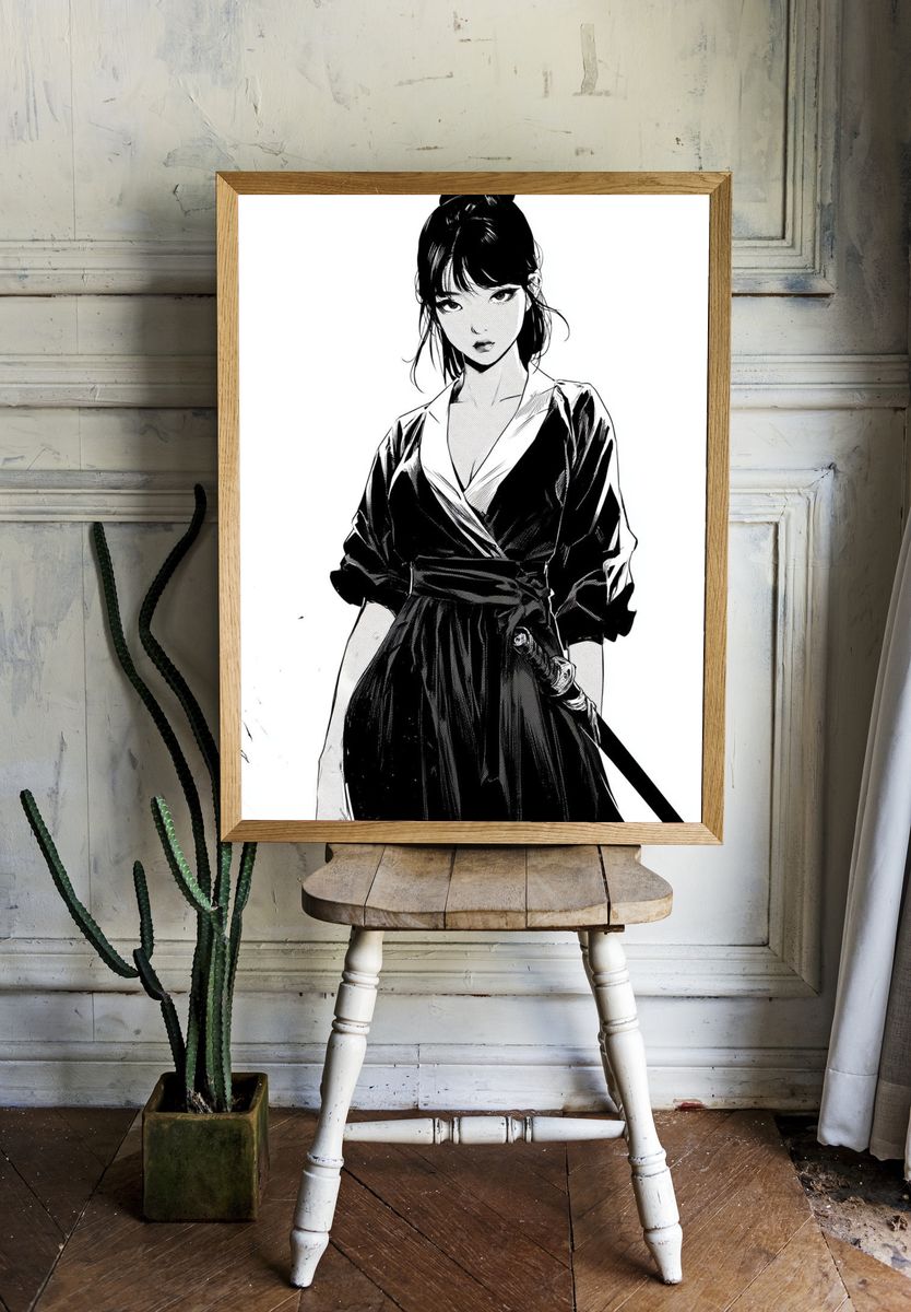 Samurai Woman Manga Poster. room preview