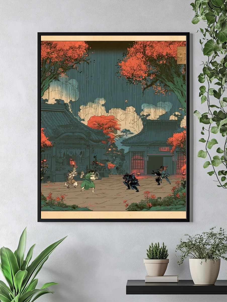 Samurai Courtyard — Anime Print. — room view 4