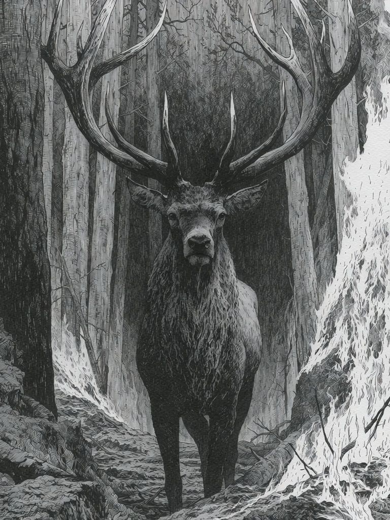 Majestic Stag Forest Print. poster detail