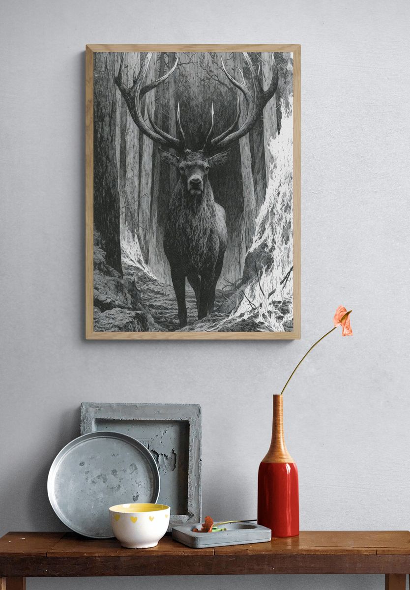 Majestic Stag Forest Print. — room view 3
