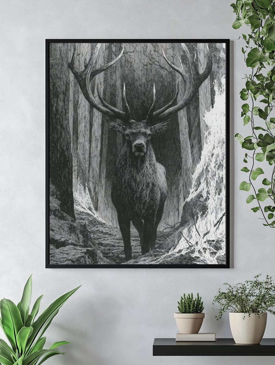 Majestic Stag Forest Print. — room view 4