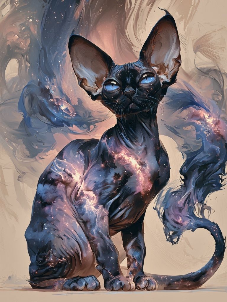 Cosmic Sphynx Cat Illustration Poster. poster — animals art
