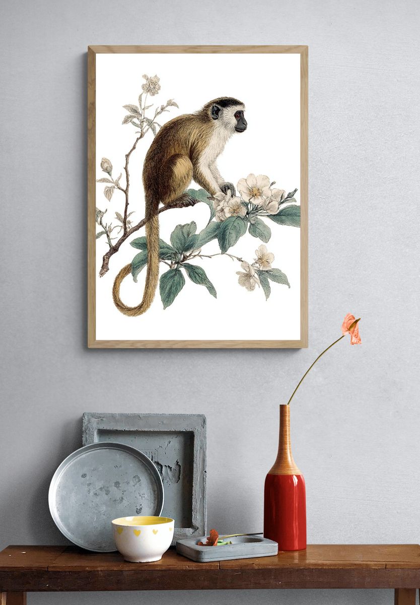 Monkey Botanical Illustration Poster. — room view 3