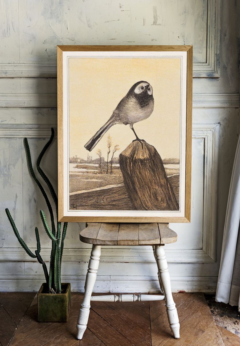 Kwikstaart op paal (1878–1910) print. room preview