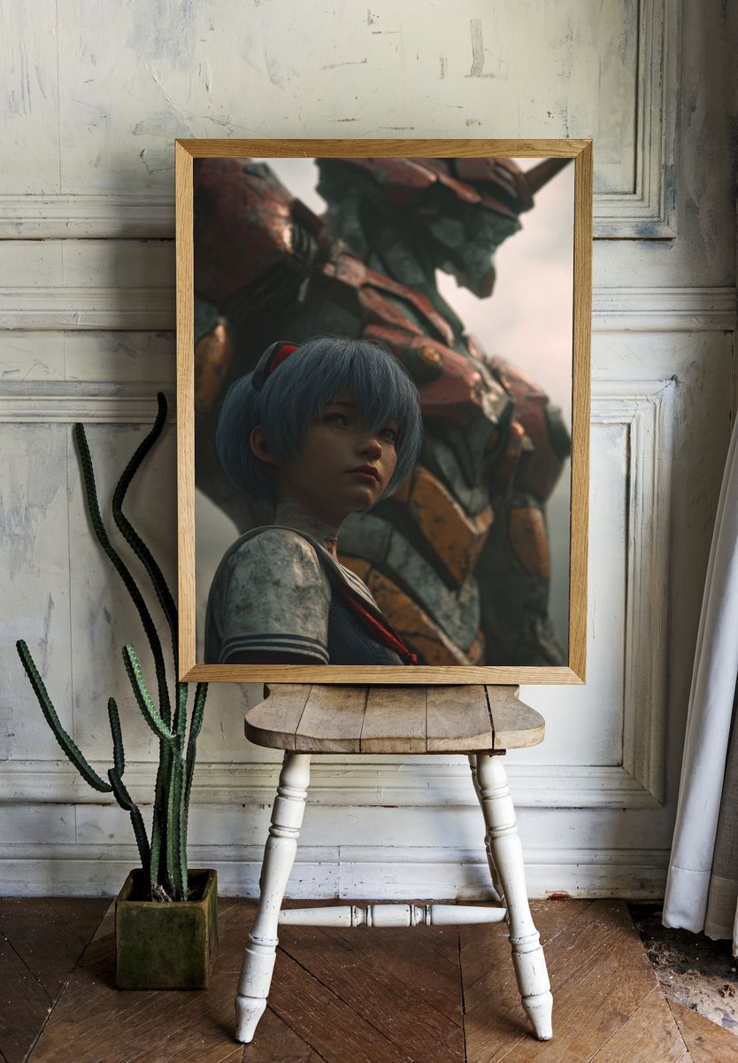 Mecha Girl Portrait Sci-Fi Poster. — room view 1