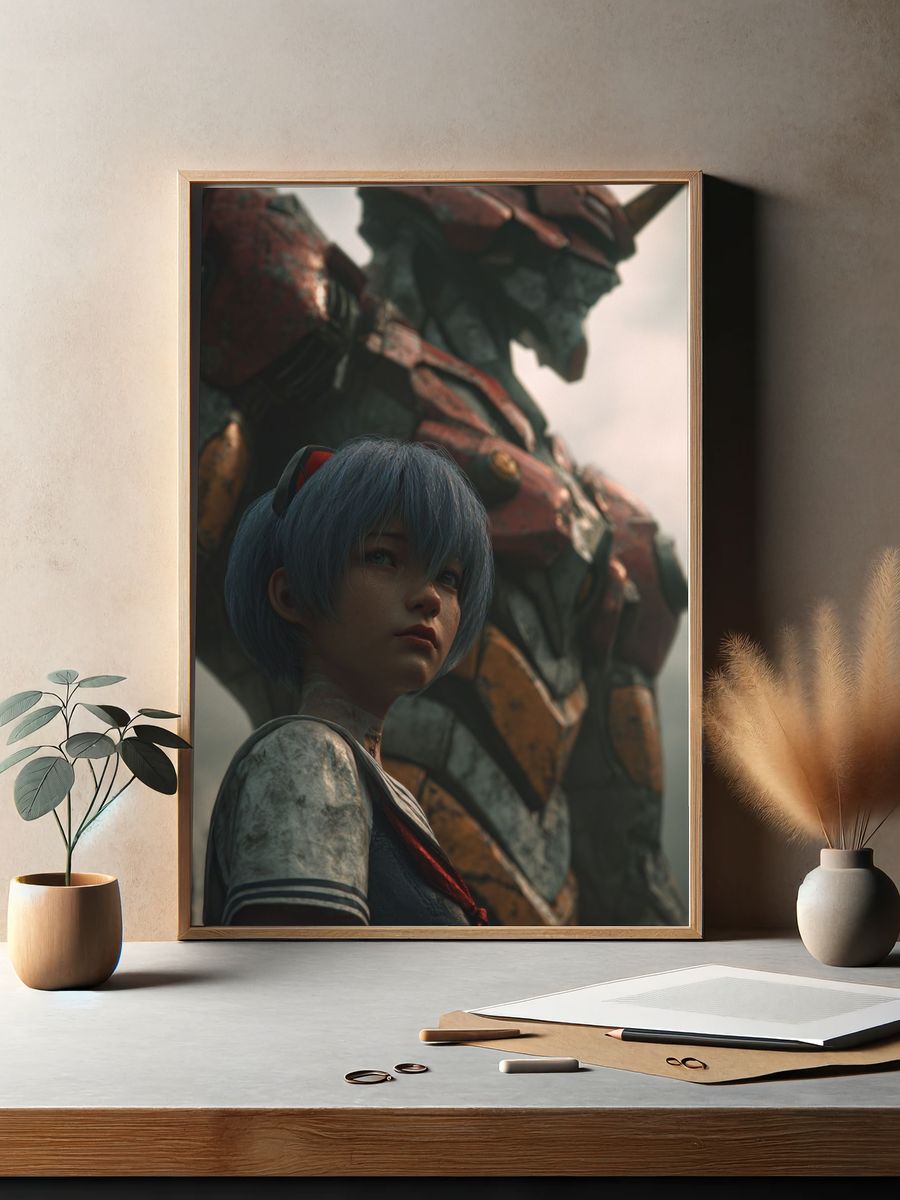 Mecha Girl Portrait Sci-Fi Poster. — room view 2