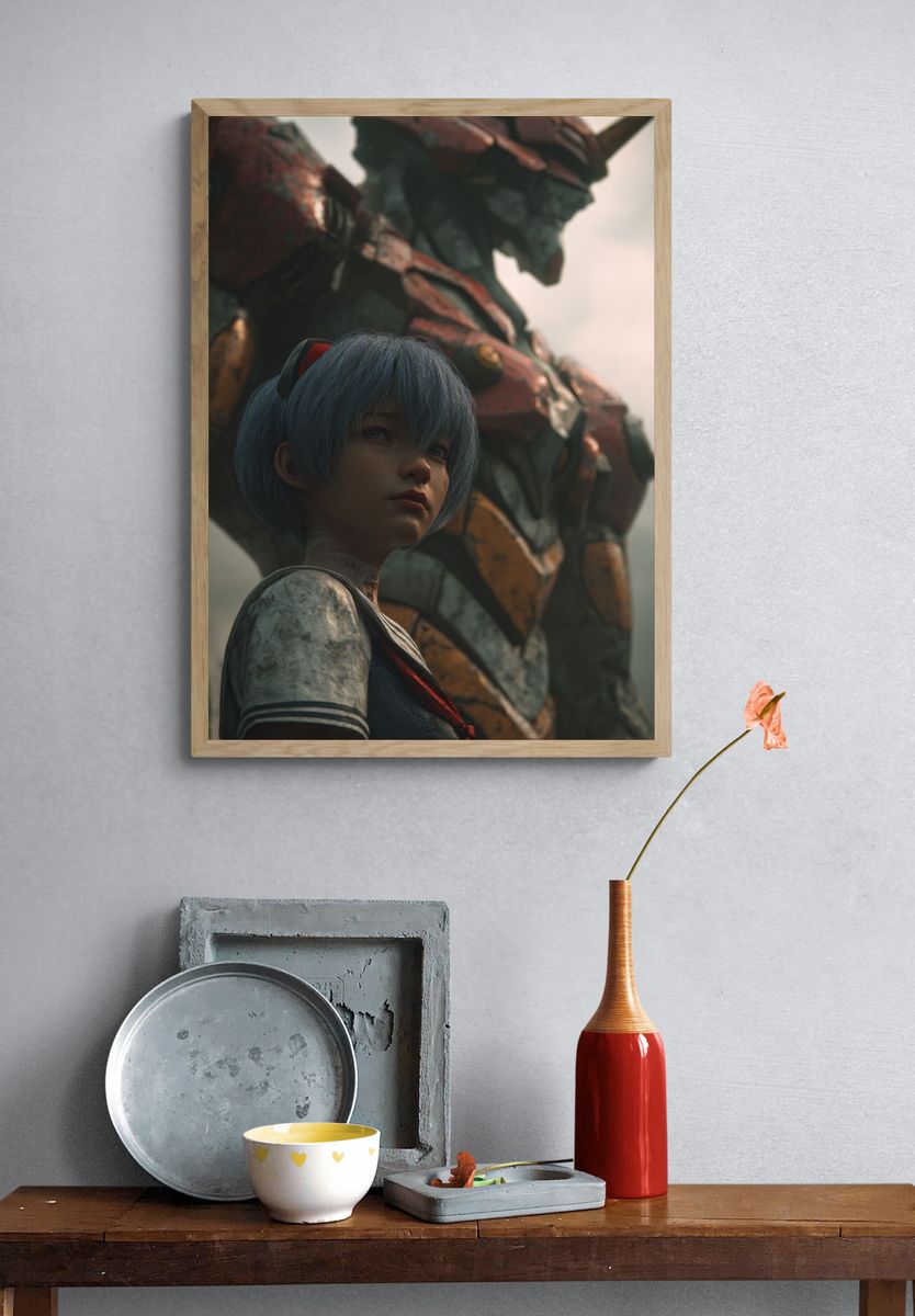 Mecha Girl Portrait Sci-Fi Poster. — room view 3
