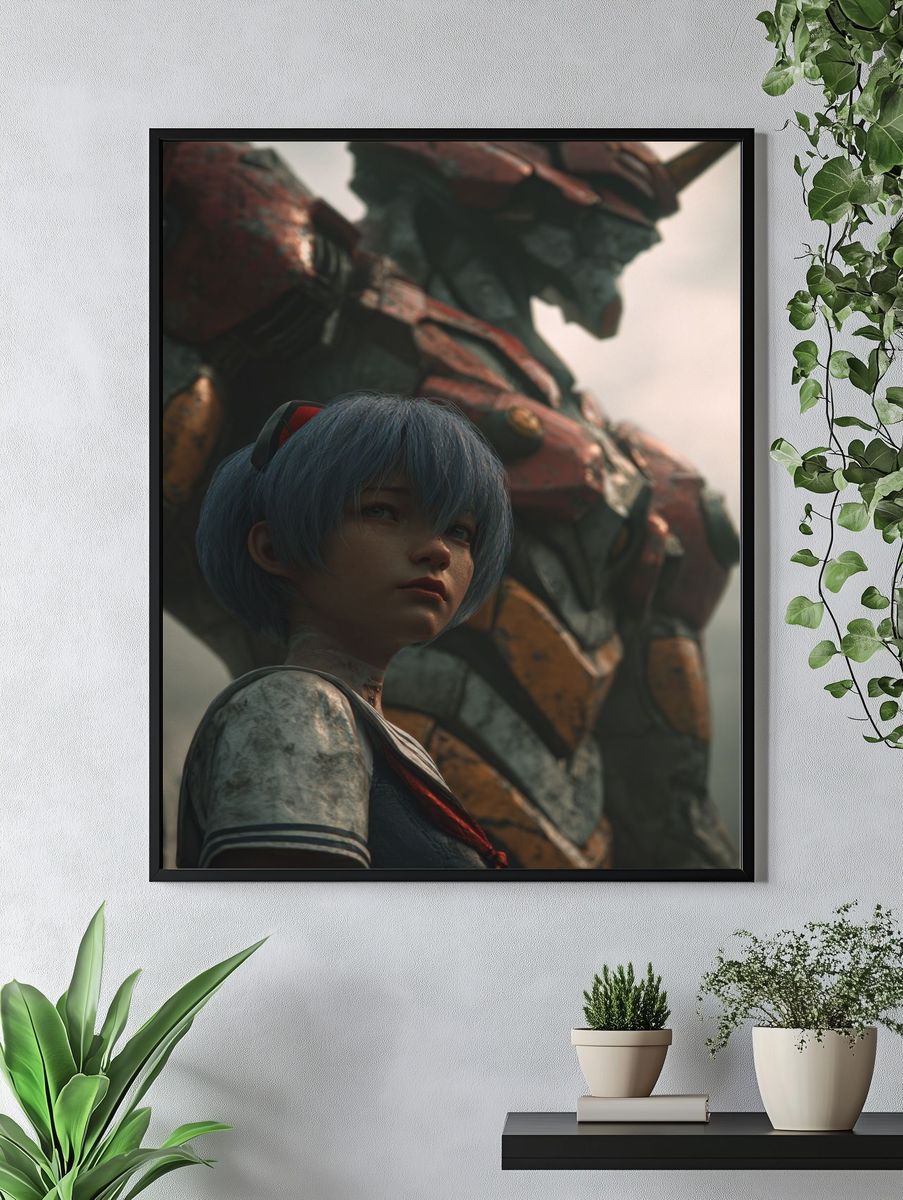 Mecha Girl Portrait Sci-Fi Poster. — room view 4