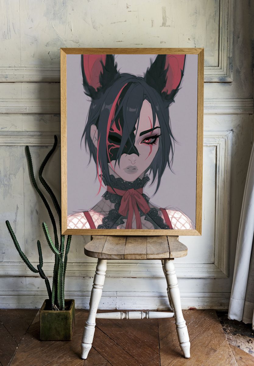 Gothic Catgirl Portrait Poster. — room view 1