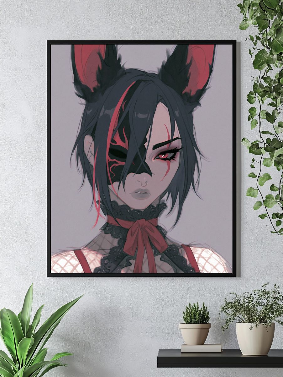Gothic Catgirl Portrait Poster. — room view 4