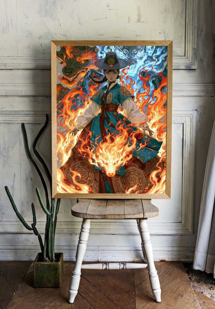 Fire Spirit Guardian Anime Poster. room preview