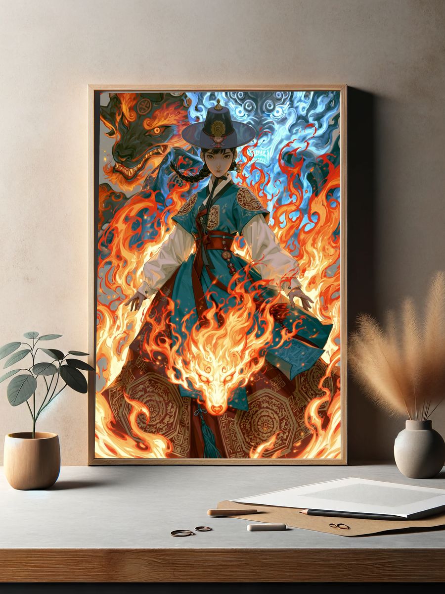 Fire Spirit Guardian Anime Poster. — room view 2