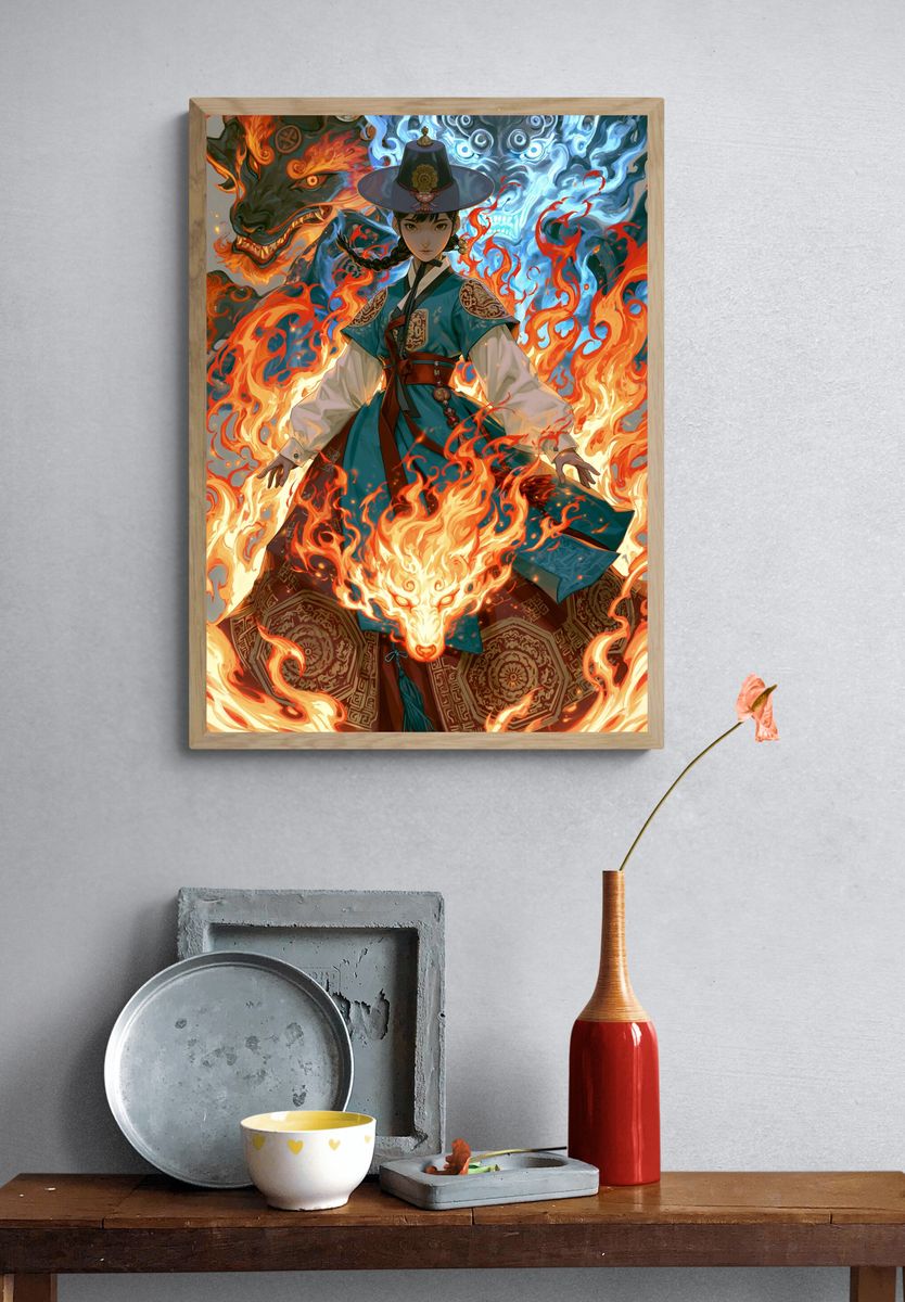 Fire Spirit Guardian Anime Poster. — room view 3