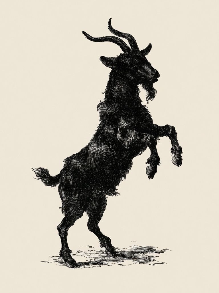 Rearing Goat Ink Illustration Poster. poster detail