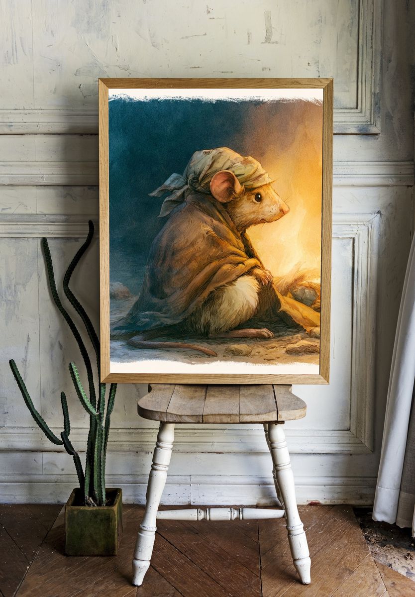 Cloaked Mouse Illustration Poster. room preview