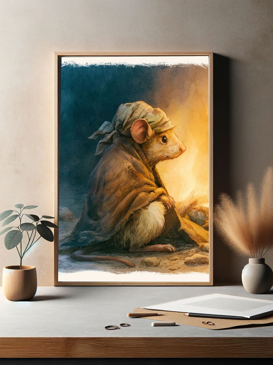 Cloaked Mouse Illustration Poster. — room view 2