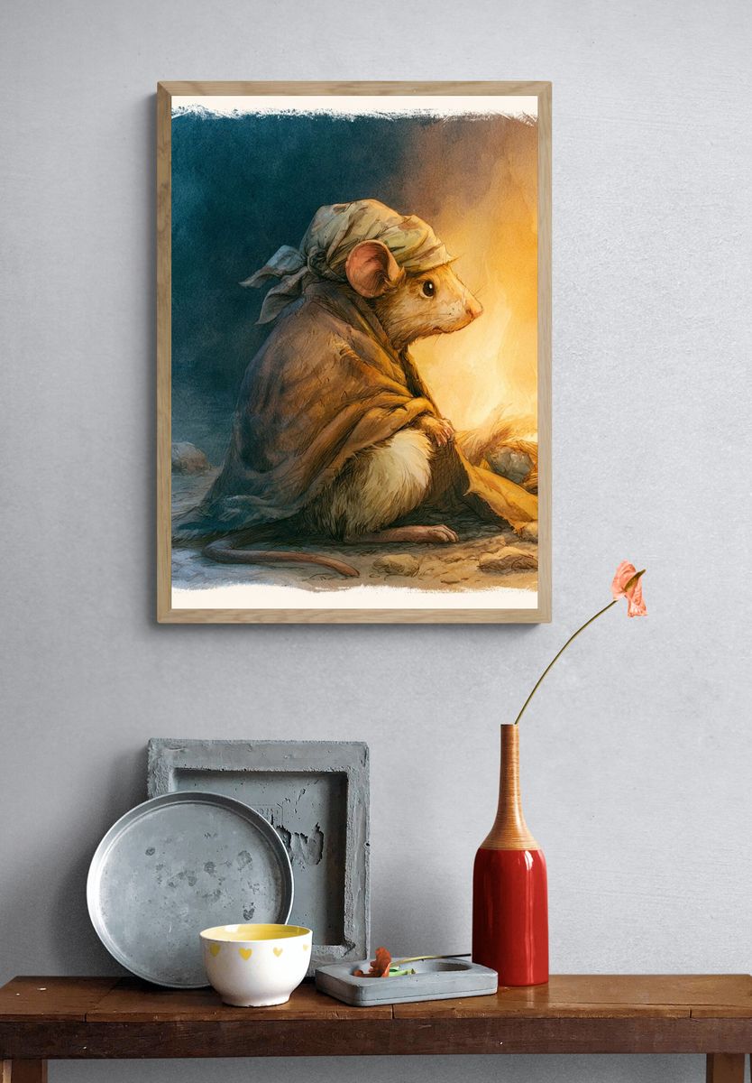 Cloaked Mouse Illustration Poster. — room view 3