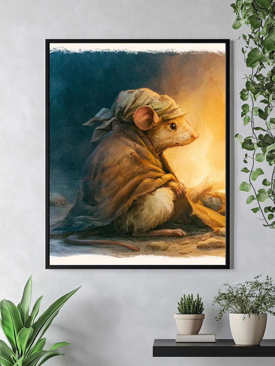 Cloaked Mouse Illustration Poster. — room view 4