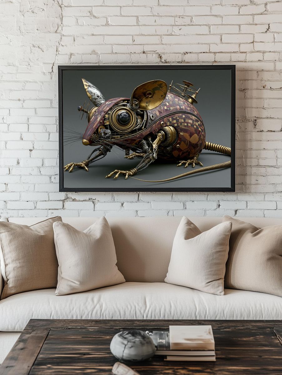 Steampunk Mechanical Mouse Poster. — room view 1