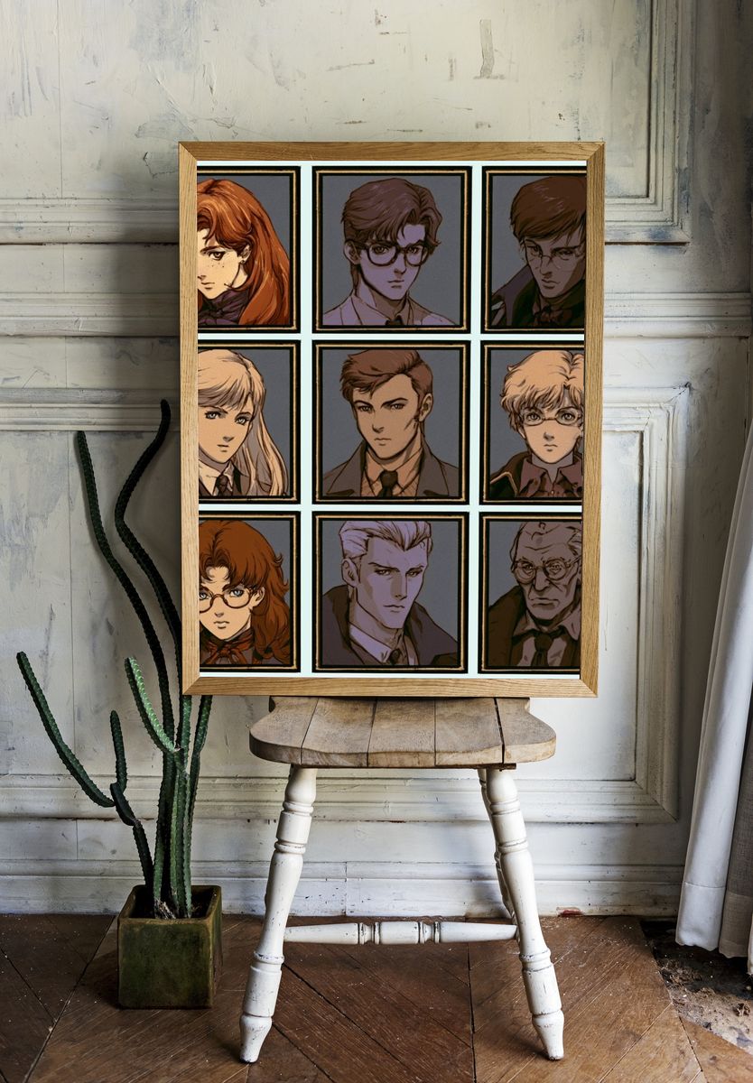 Anime Character Portrait Grid Poster. — room view 1