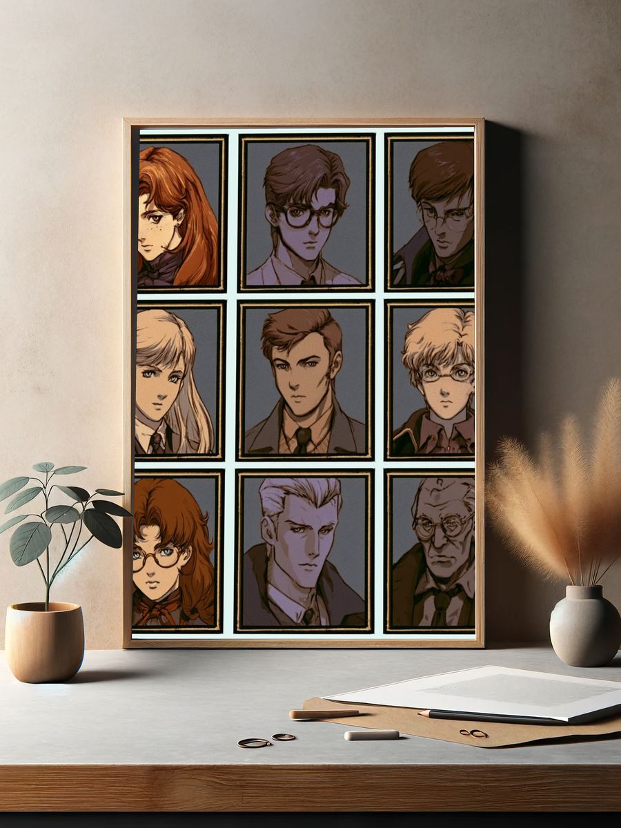 Anime Character Portrait Grid Poster. — room view 2