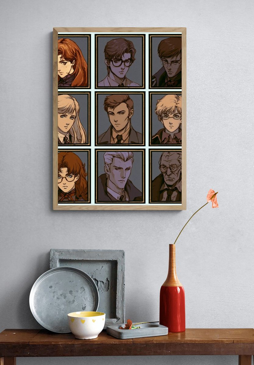 Anime Character Portrait Grid Poster. — room view 3