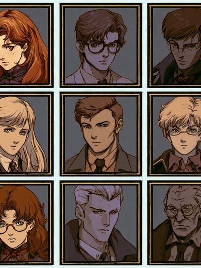 Anime Character Portrait Grid Poster. poster