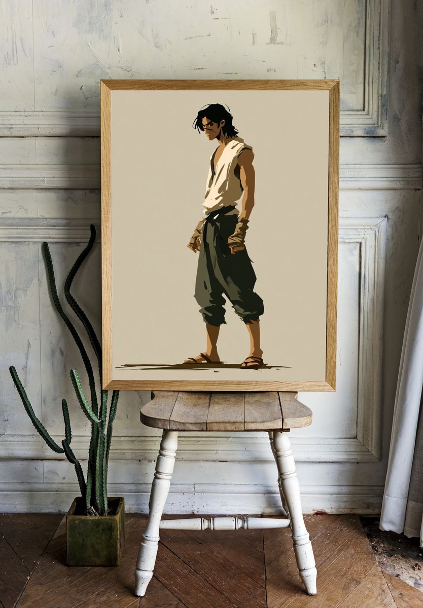 Anime Warrior Character Print. room preview