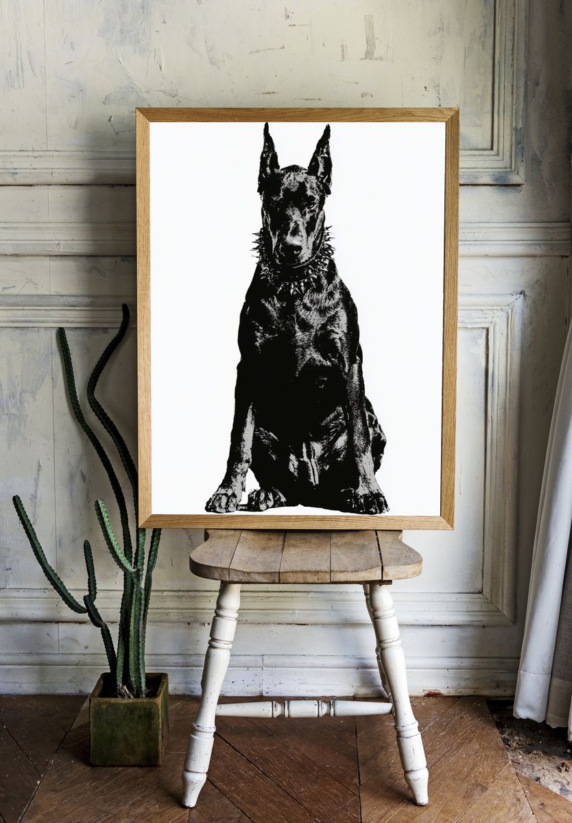 Doberman Silhouette Photography Poster. room preview