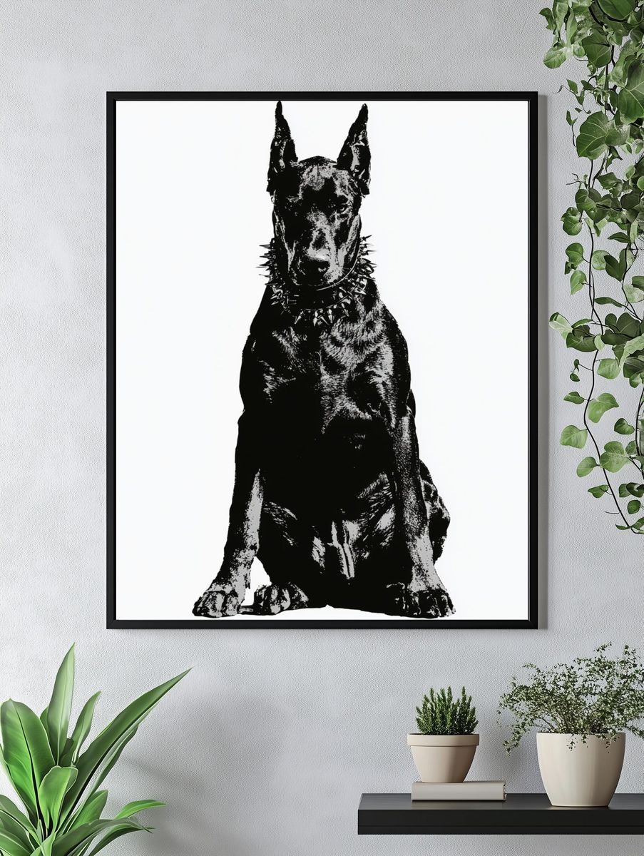 Doberman Silhouette Photography Poster. — room view 4