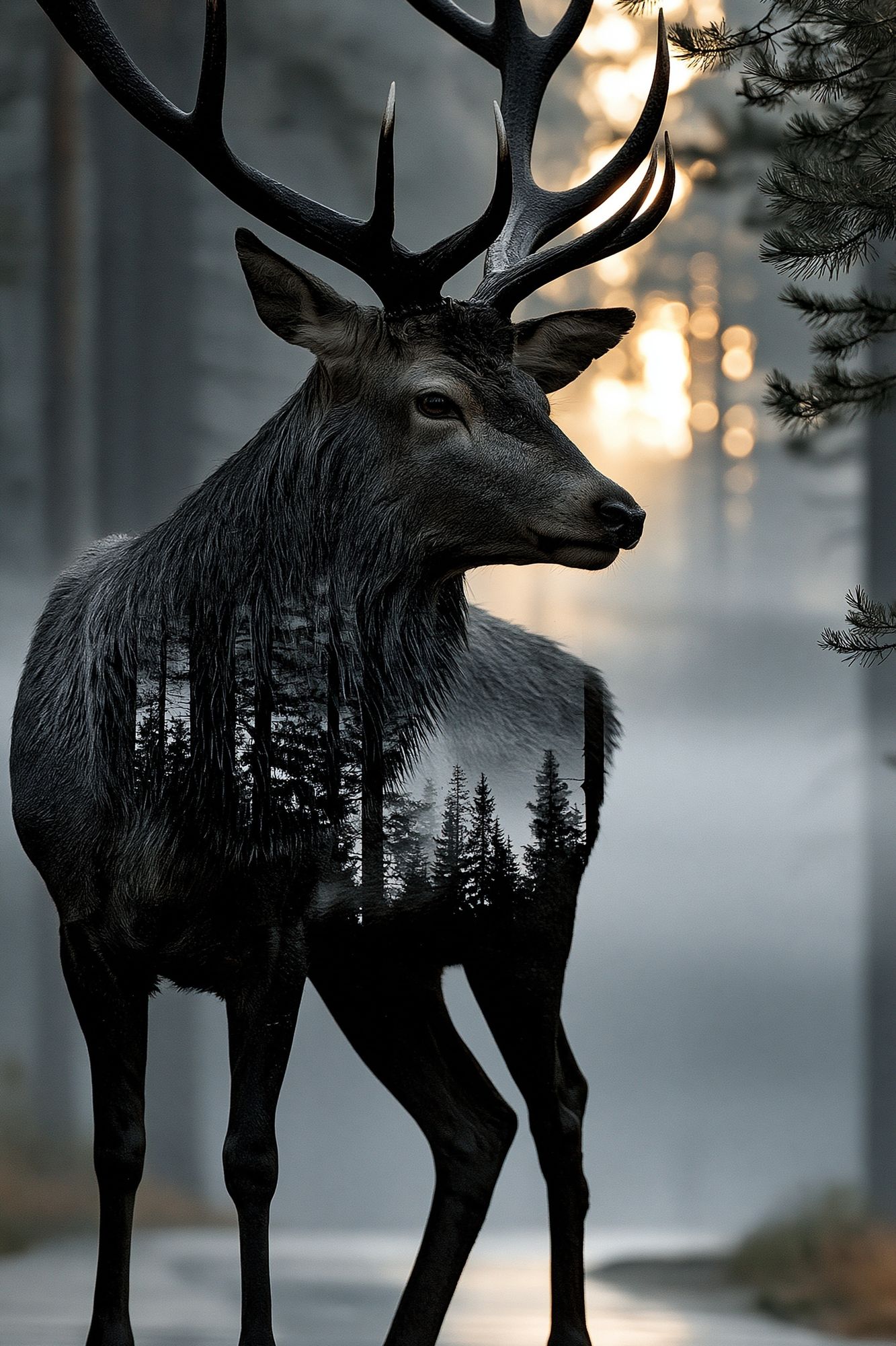 Majestic Deer Forest Print. poster — animals art