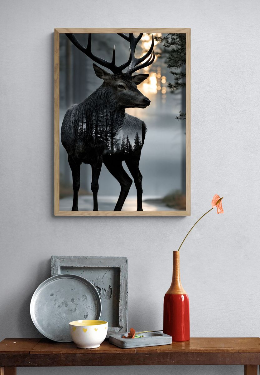 Majestic Deer Forest Print. — room view 3