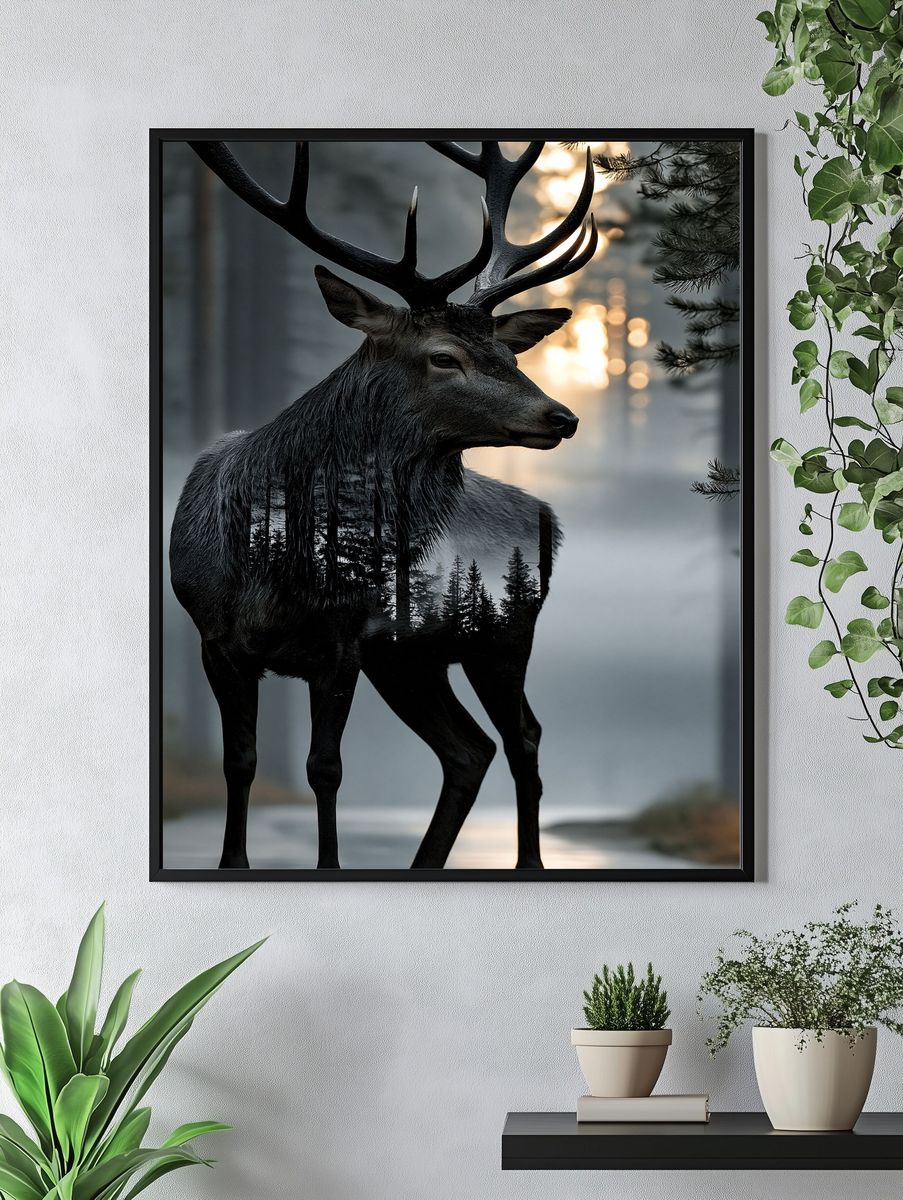 Majestic Deer Forest Print. — room view 4