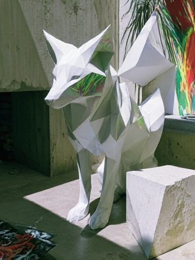 Origami Fox Sculpture Poster. poster detail