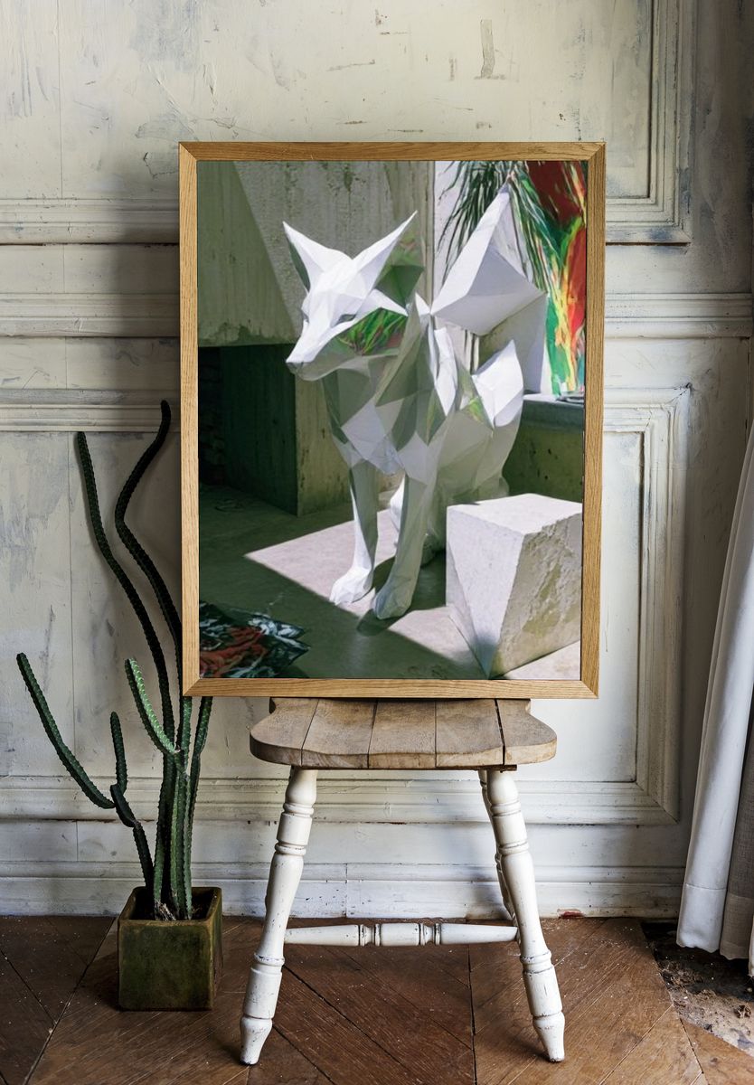 Origami Fox Sculpture Poster. room preview