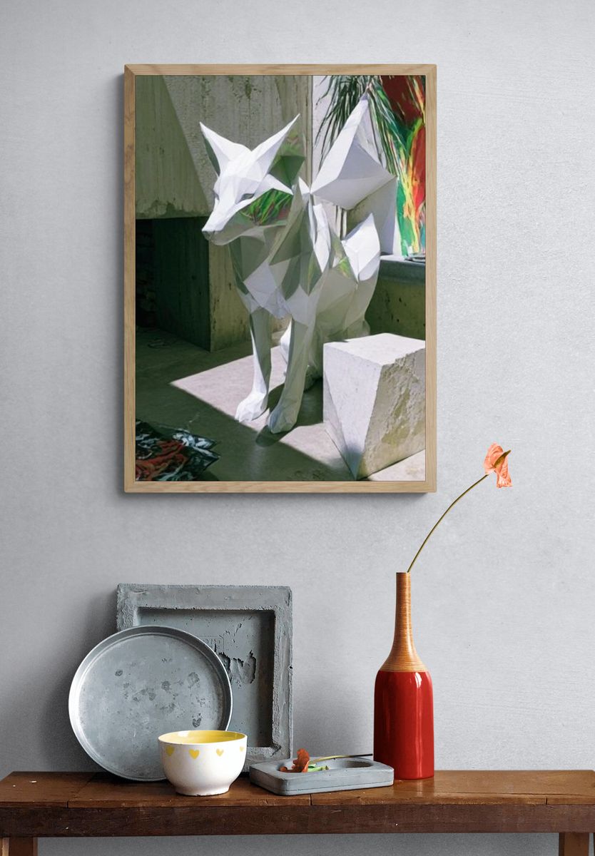 Origami Fox Sculpture Poster. — room view 3