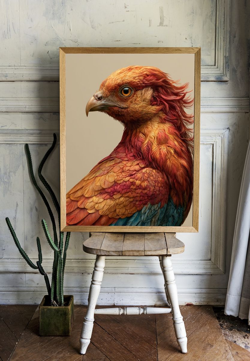 Colorful Bird Portrait Poster. — room view 1