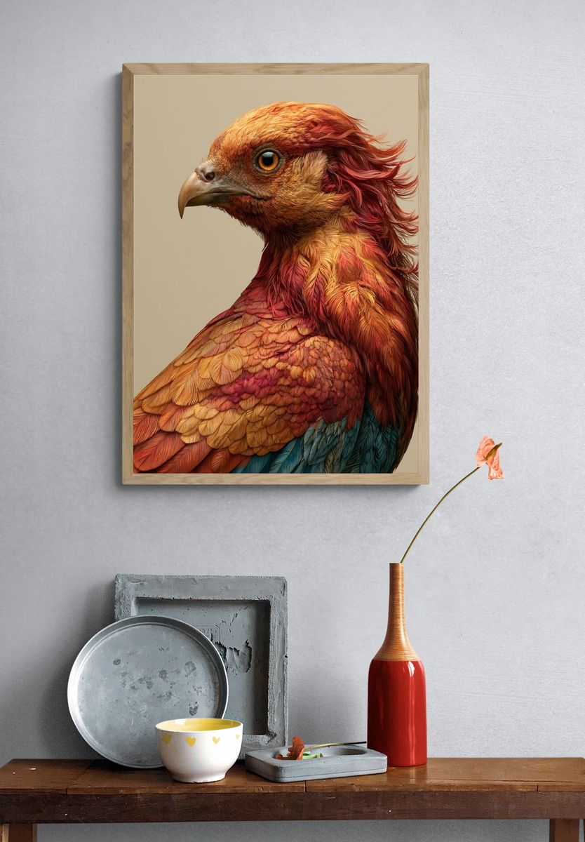 Colorful Bird Portrait Poster. — room view 3