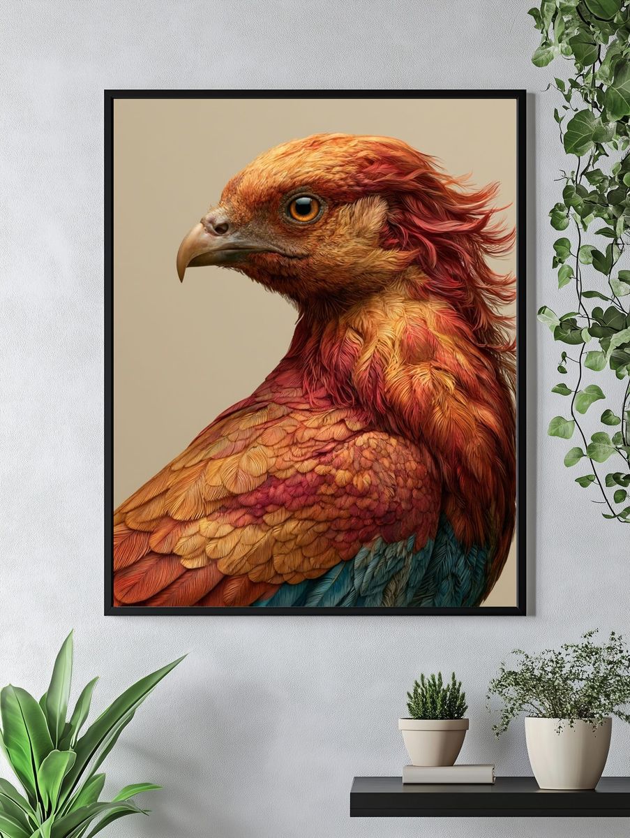 Colorful Bird Portrait Poster. — room view 4