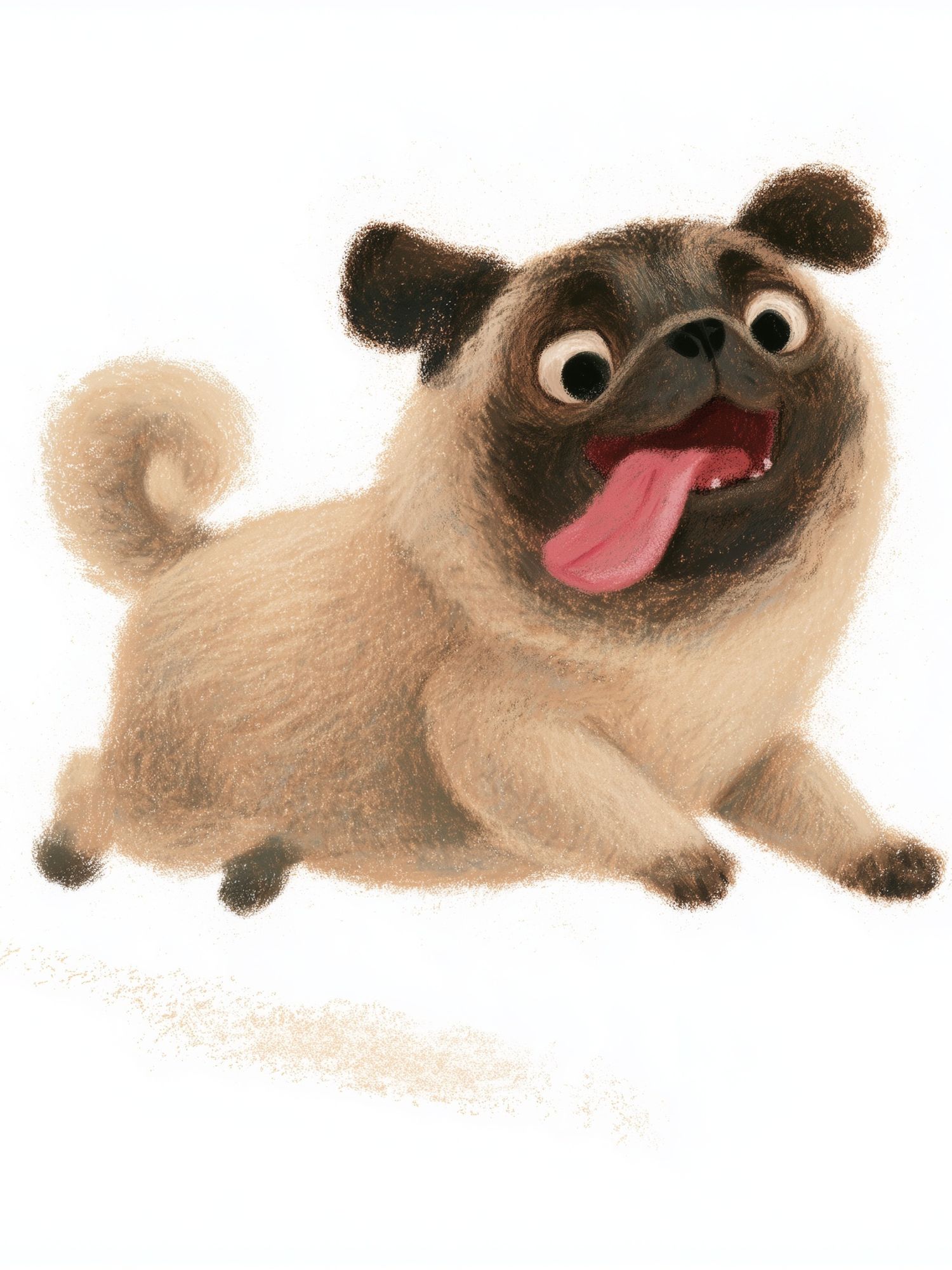 Playful Pug Illustration Poster. poster detail