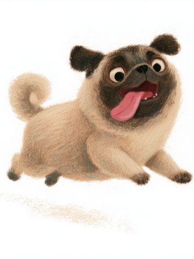 Playful Pug Illustration Poster.