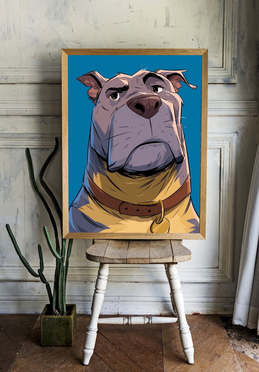 Stoic Dog Portrait Poster. — room view 1