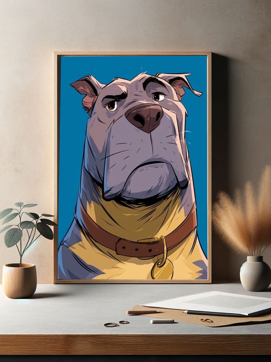 Stoic Dog Portrait Poster. — room view 2