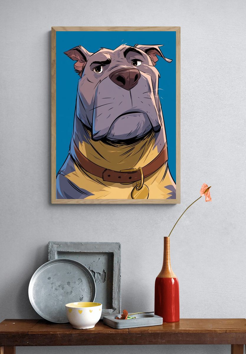 Stoic Dog Portrait Poster. — room view 3