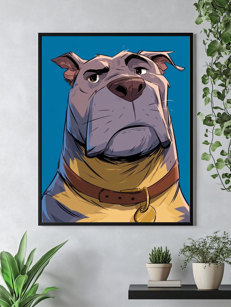 Stoic Dog Portrait Poster. — room view 4
