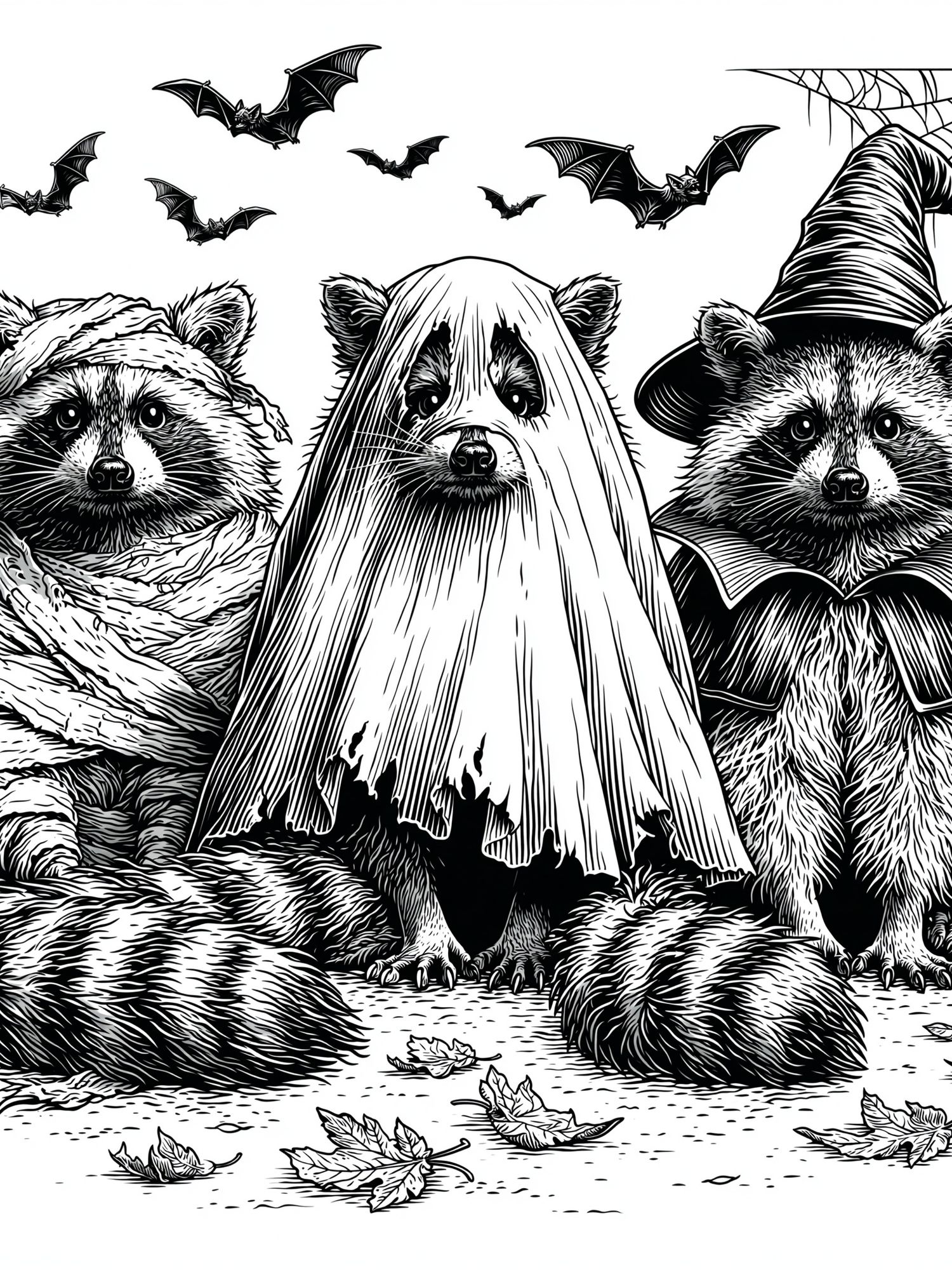 Halloween Raccoons Illustration Poster. poster — animals art