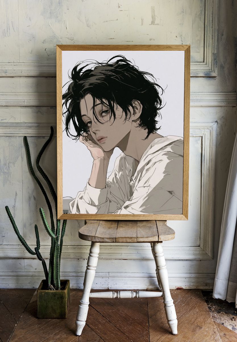 Moody Anime Portrait Poster. — room view 1